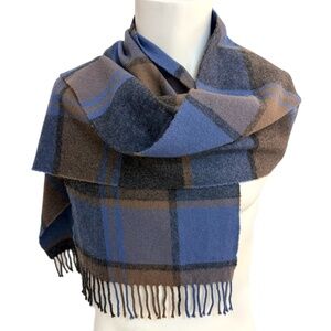 Brooks Brothers Scottish Lambswool Plaid Scarf 🏴󠁧󠁢󠁳󠁣󠁴󠁿 – Blue & Brown